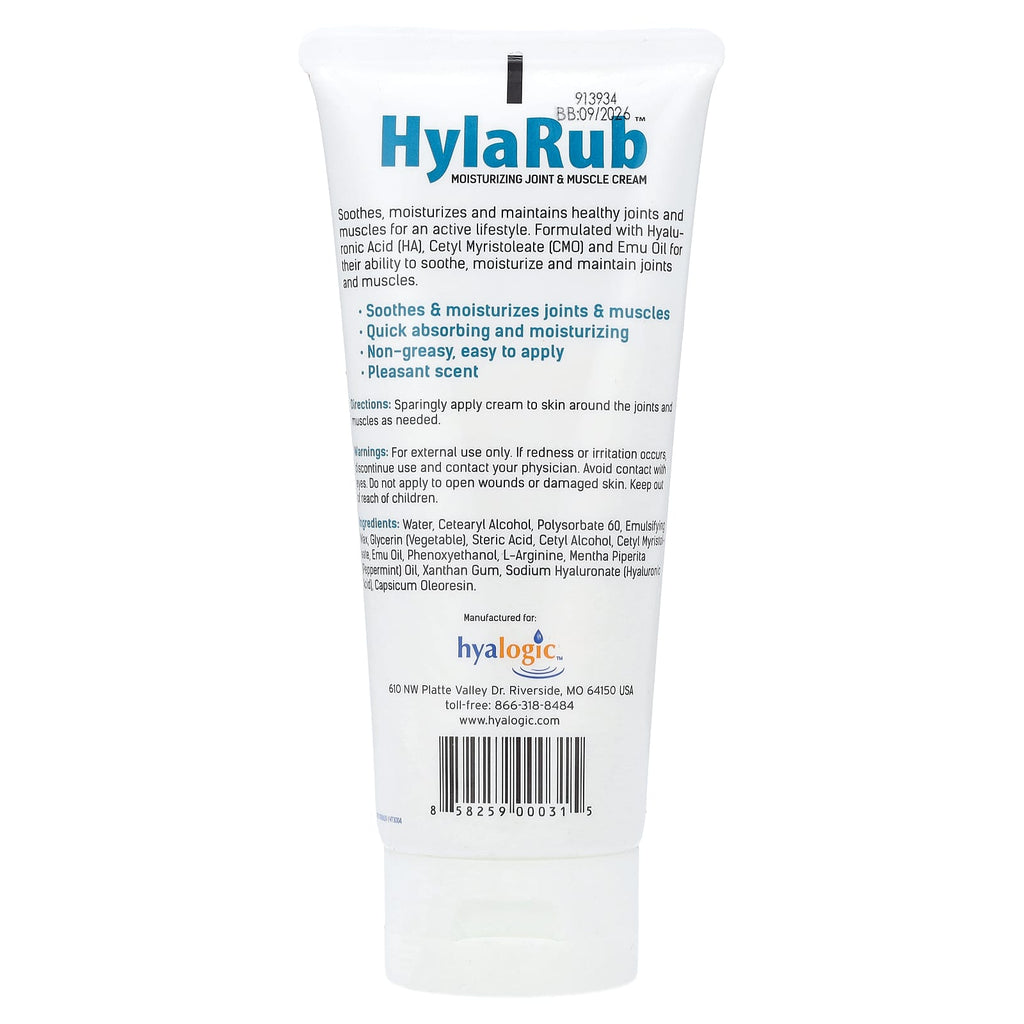 Hyalogic, HylaRub, Moisturizing Joint & Muscle Cream, 6 oz (168 g)