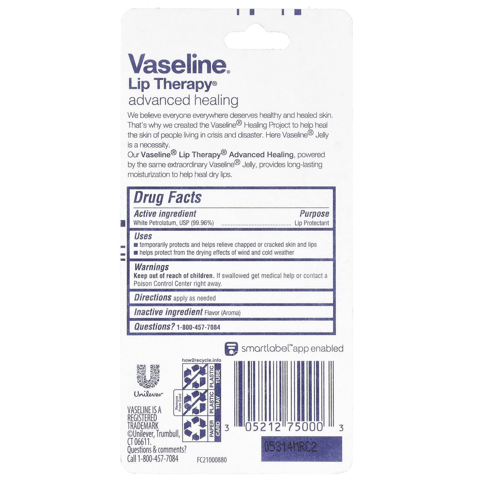Vaseline, Lip Therapy®, Advanced Healing, 0.35 oz (10 g)