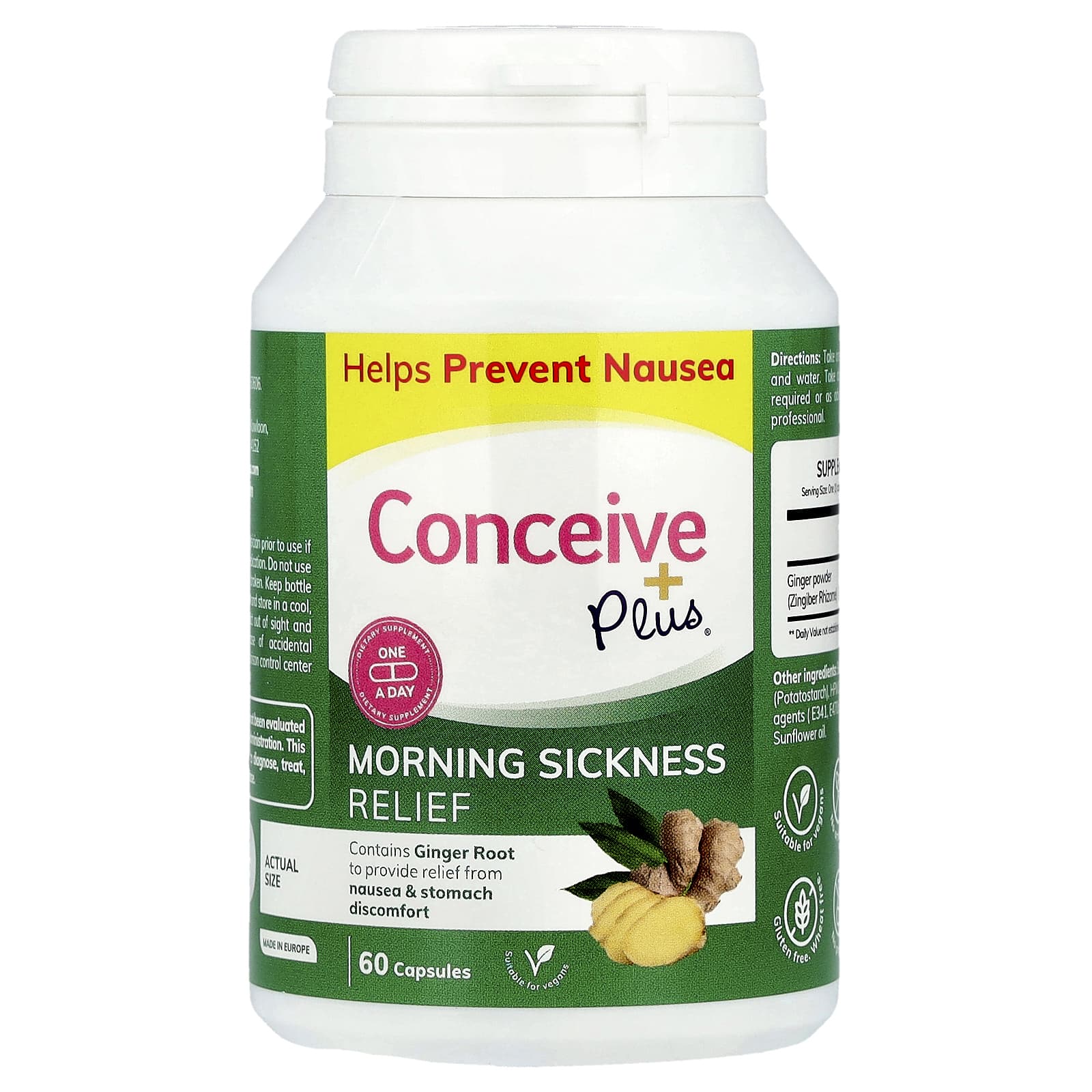 Conceive Plus, Morning Sickness Relief, 500 mg, 60 Capsules
