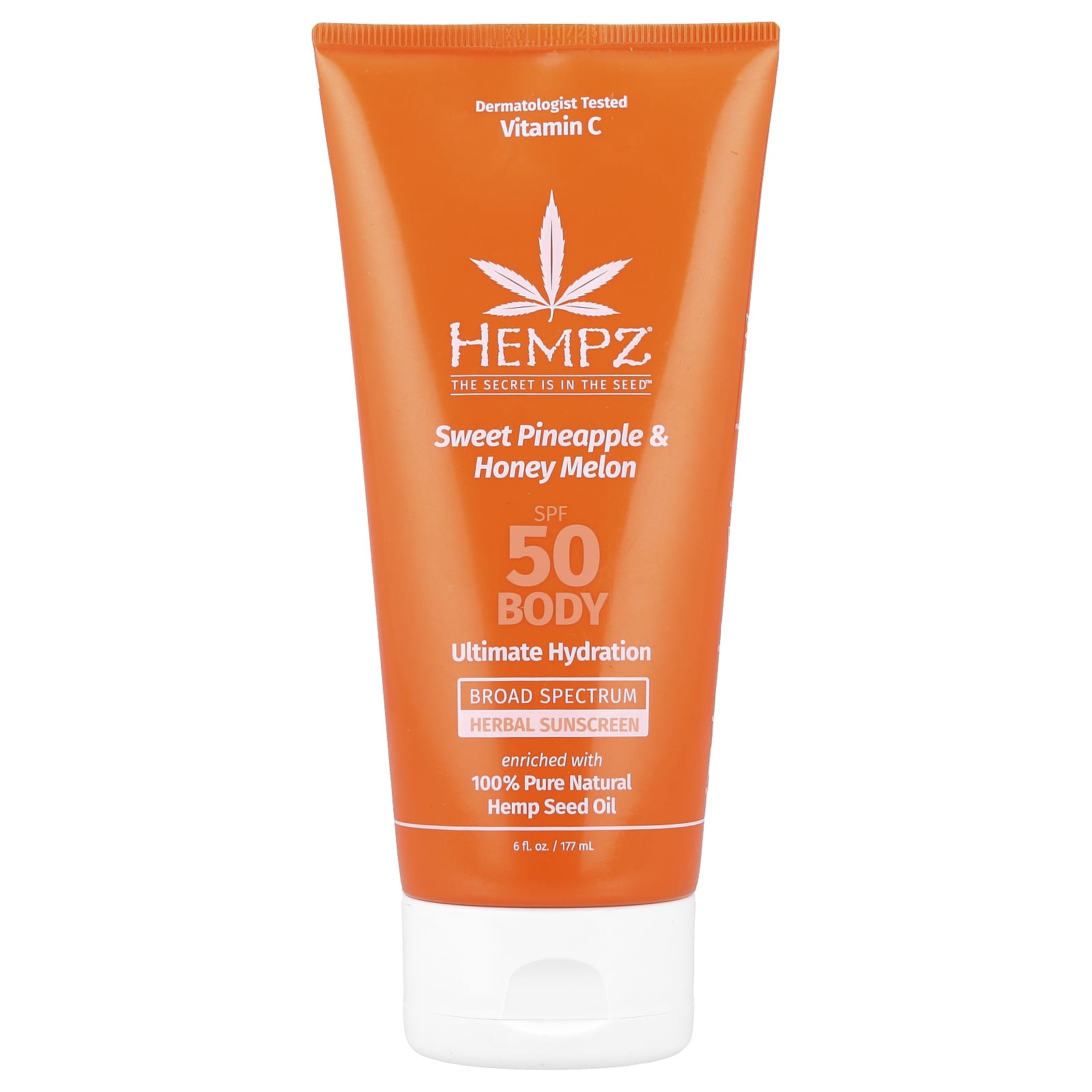 Hempz, Herbal Body Sunscreen, SPF 50, Sweet Pineapple & Honey Melon, 6 fl oz (177 ml)
