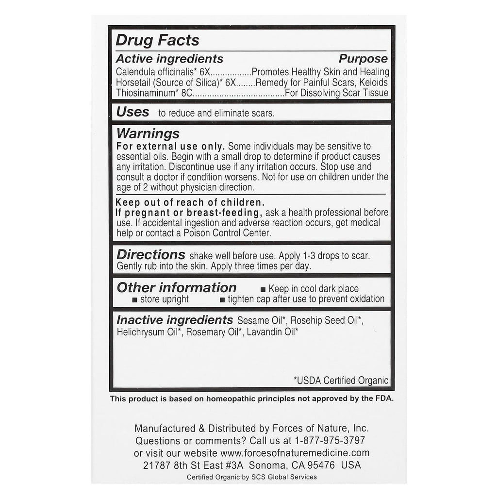 Forces of Nature, Scar, Organic Plant Medicine, 0.37 fl oz (11 ml)