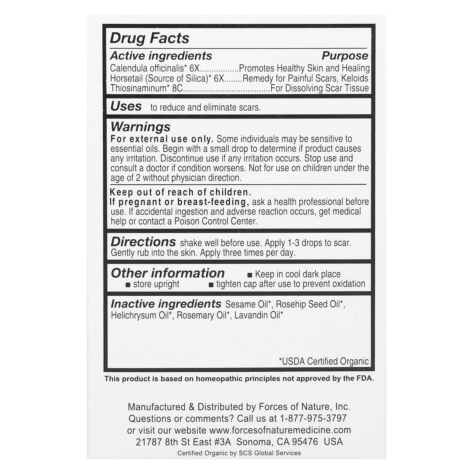 Forces of Nature, Scar, Organic Plant Medicine, 0.37 fl oz (11 ml)