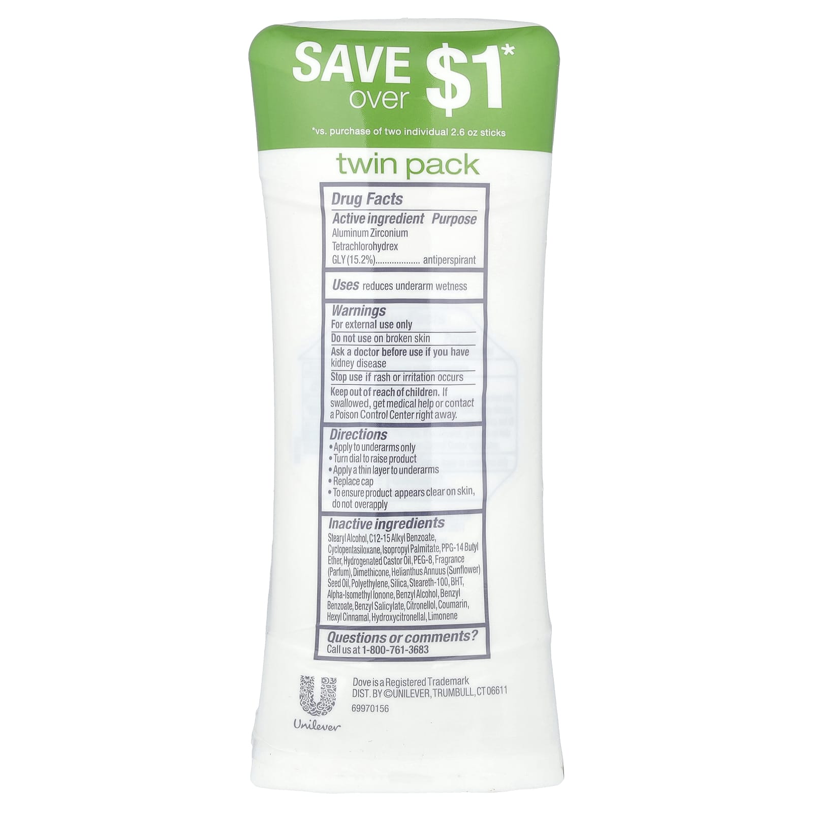 Dove, Advanced Care, Anti-Perspirant Deodorant, Cool Essentials, 2 Pack, 2.6 oz (74 g) Each
