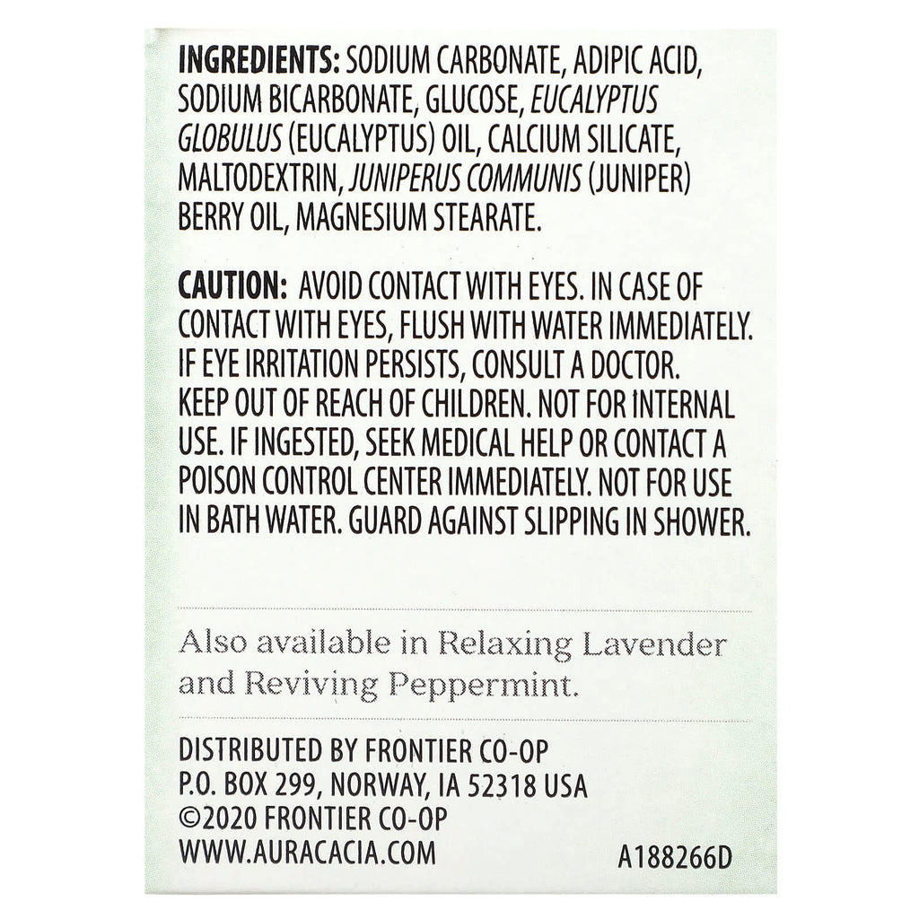 Aura Cacia, Aromatherapy Shower Tablets, Eucalyptus, 3 Tablets, 1 oz Each