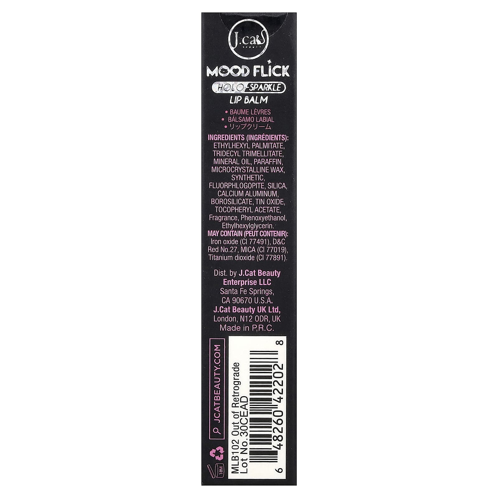 J.Cat Beauty, Mood Flick, Holo-Sparkle Lip Balm, MLB102 Out of Retrograde, 0.07 oz (2 g)