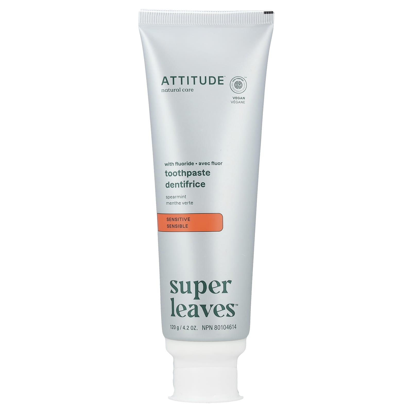 ATTITUDE, Super Leaves™, Sensitive Toothpaste, Spearmint, 4.2 oz (120 g)