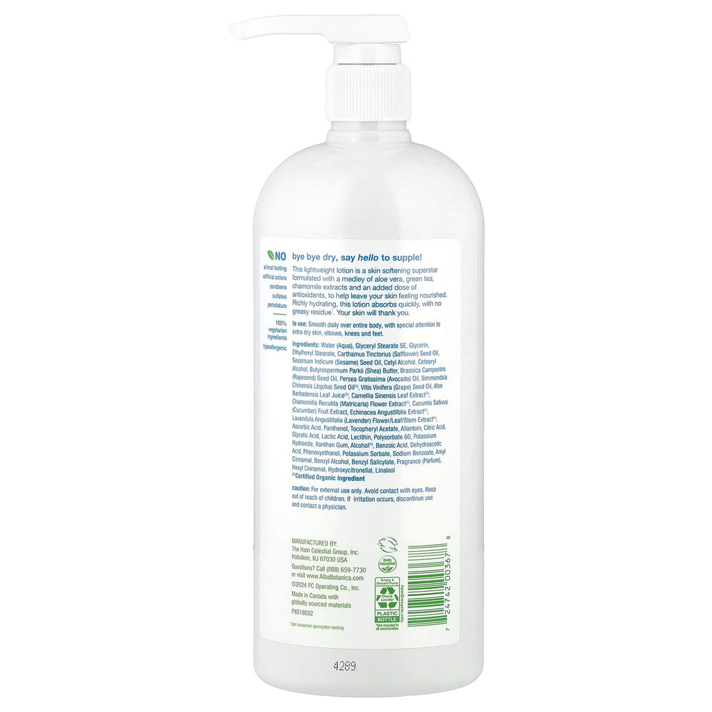 Alba Botanica, Daily Moisturizing Lotion, Normal to Dry Skin, 32 fl oz (946 ml)