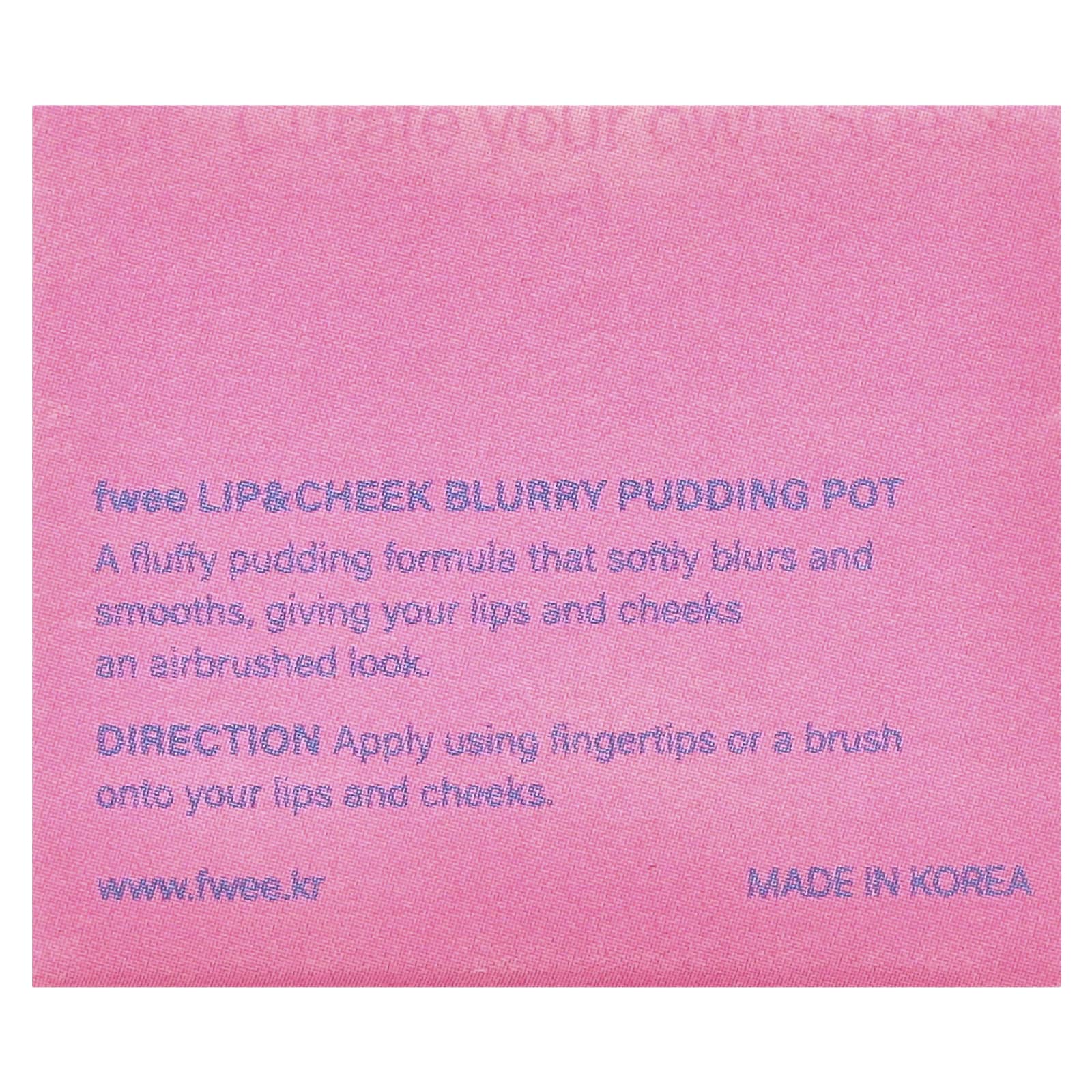 fwee, Lip & Cheek Blurry Pudding Pot, PK01 Baby, 0.17 oz (5 g)