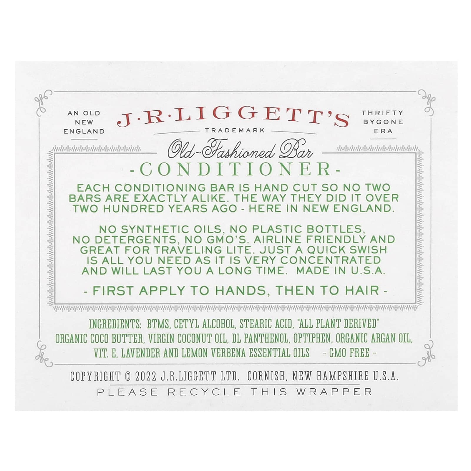 J.R. Liggett's, Old Fashioned Conditioner Bar, Original Formula, 1.75 oz (50 g)