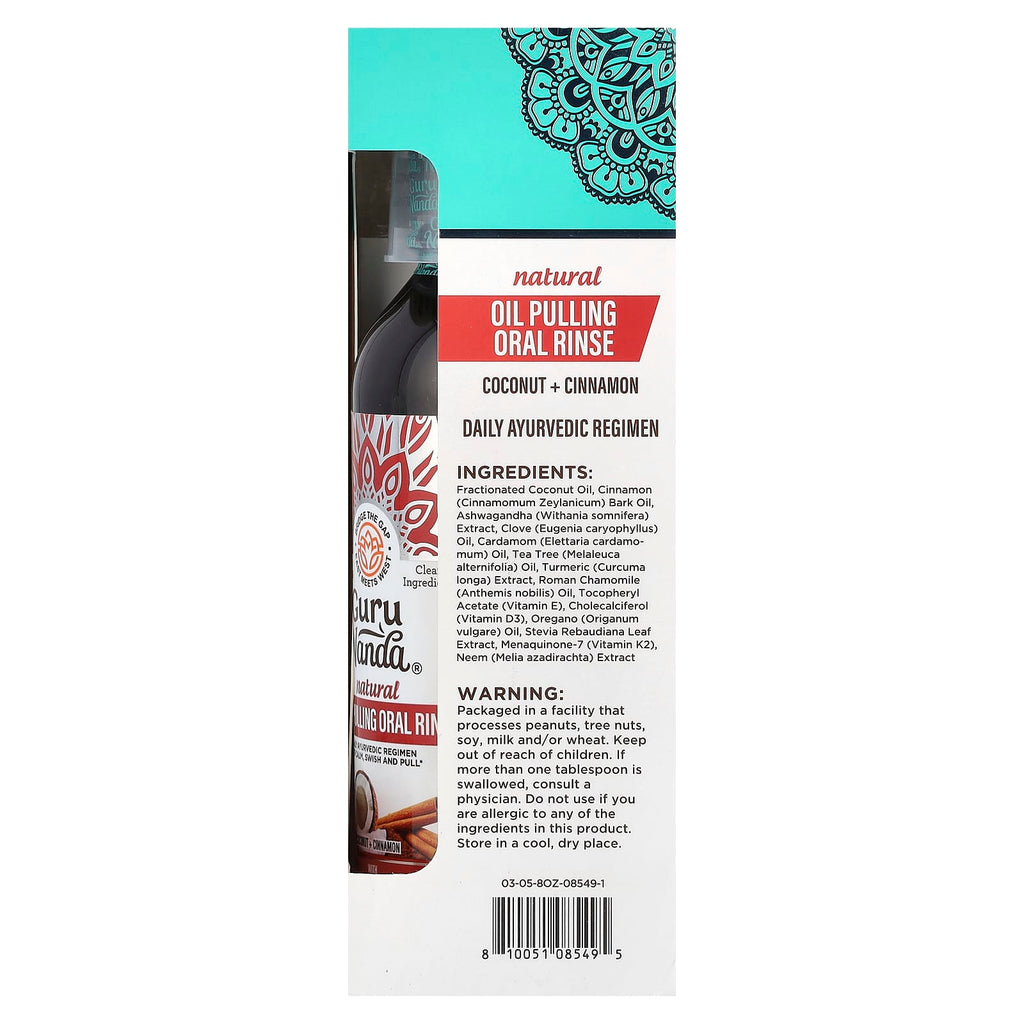 GuruNanda, Natural Oil Pulling Oral Rinse, Coconut + Cinnamon, 8 fl oz (237 ml)