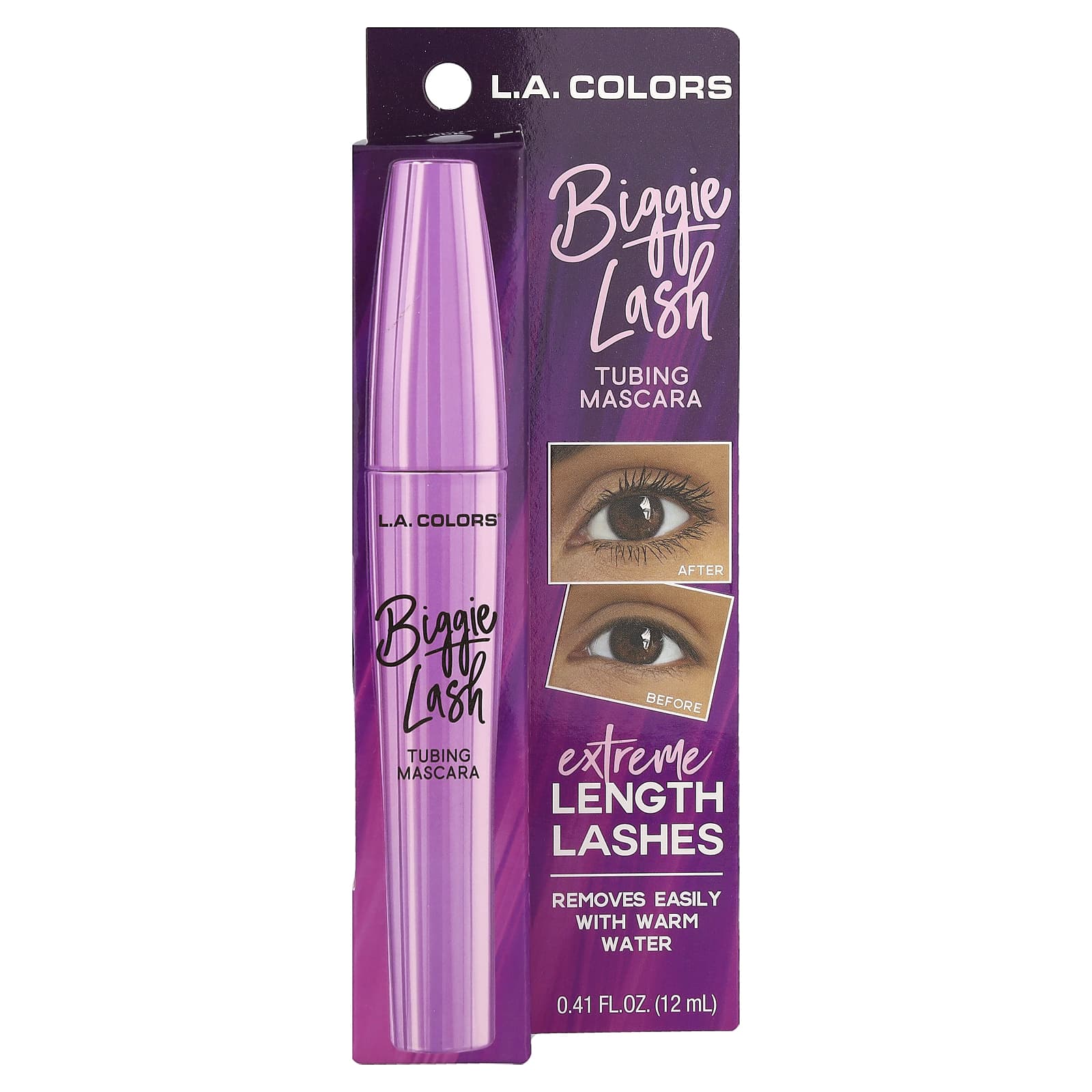 L.A. Colors, Biggie Lash, Tubing Mascara, CBMS812 Black, 0.41 fl oz (12 ml)