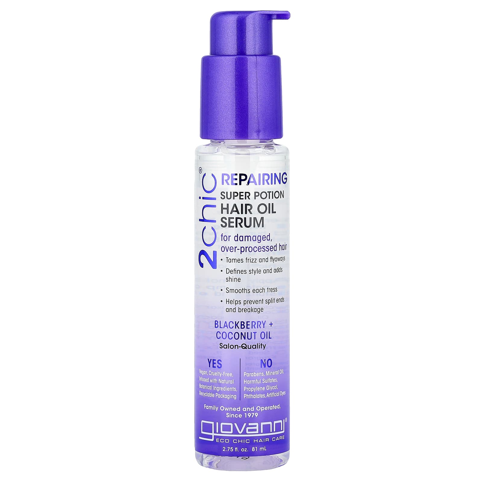 Giovanni, 2chic®, Repairing Super Potion Hair Oil Serum, Blackberry + Coconut Oil, 2.75 fl oz (81 ml)