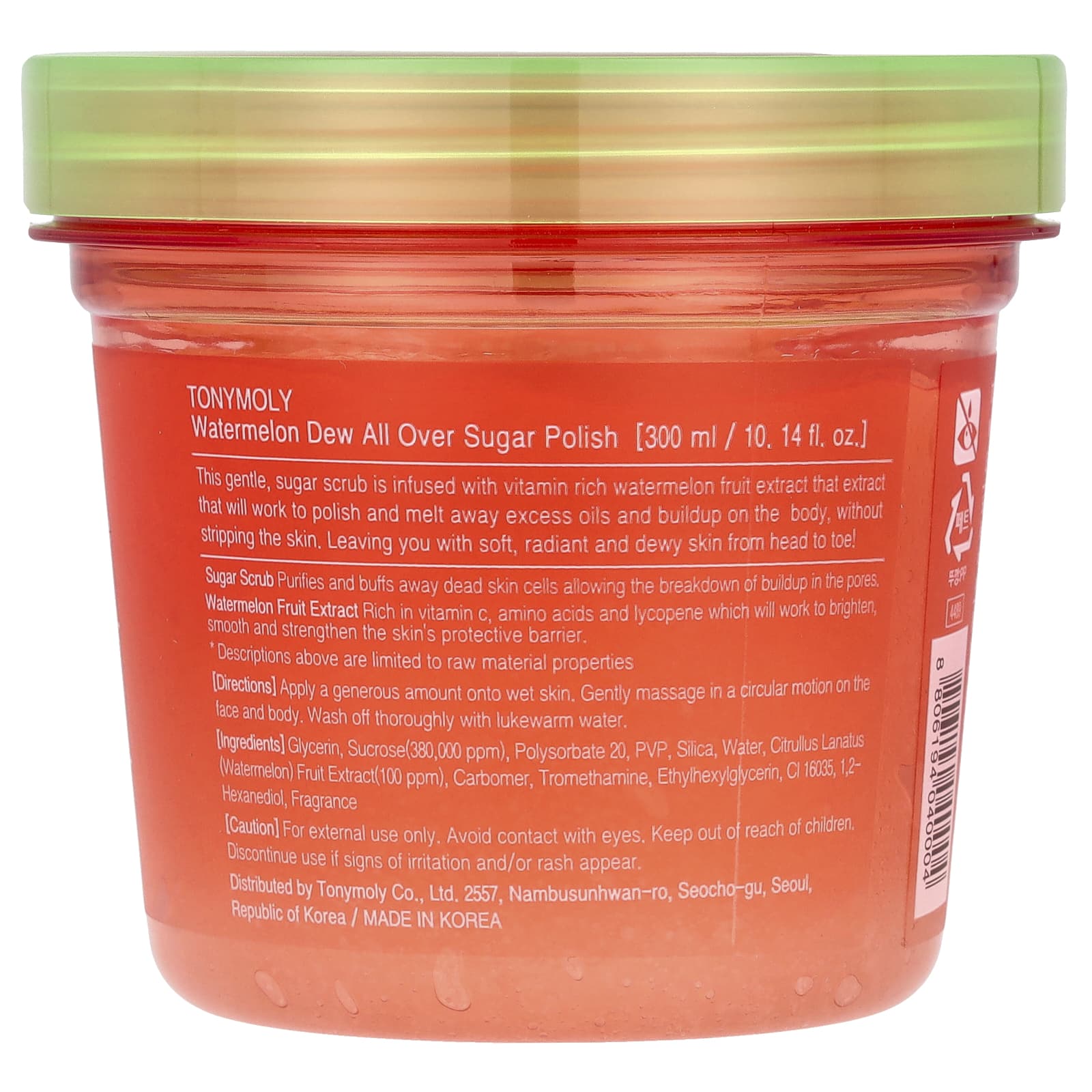 TonyMoly, Dew All Over Sugar Polish, Watermelon, 10.14 fl oz (300 ml)