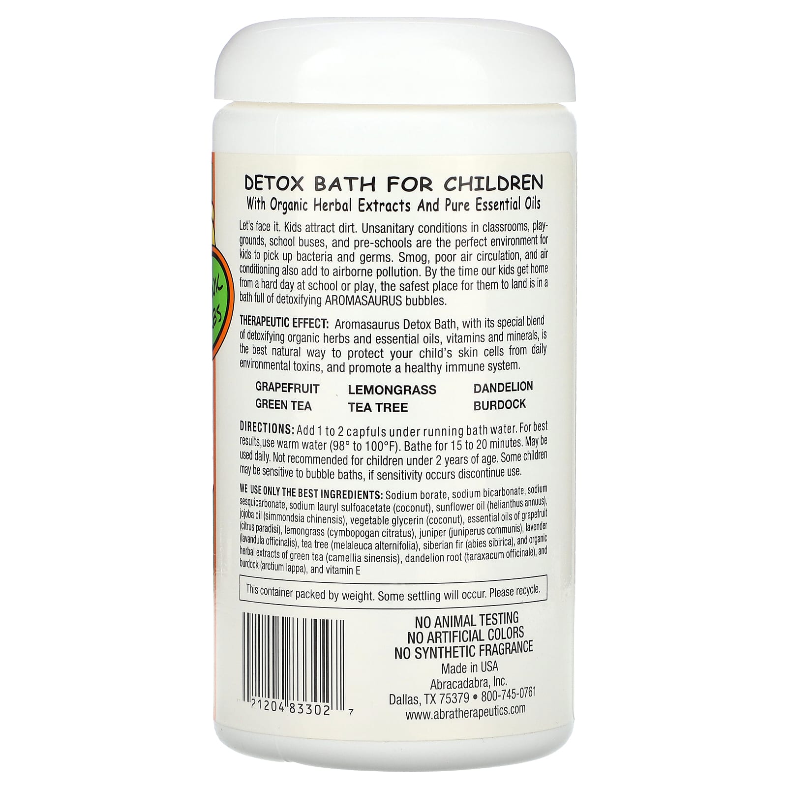 Abra Therapeutics, Aromasaurus Detox, Aroma Therapy Bubble Bath For Children, 16 oz (453 g)