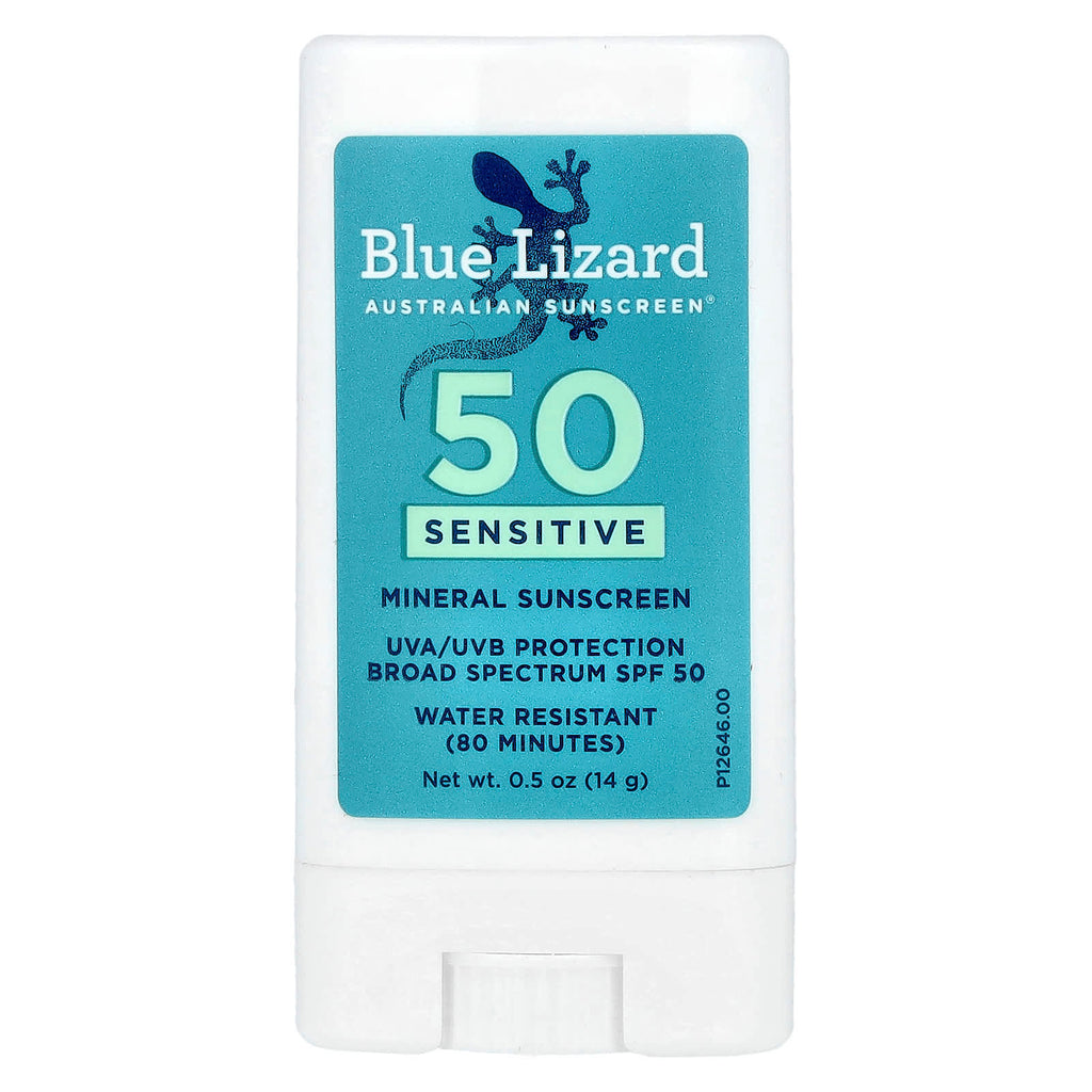 Blue Lizard Australian Sunscreen, Sensitive Mineral Sunscreen Stick, SPF 50, 0.5 oz (14 g)
