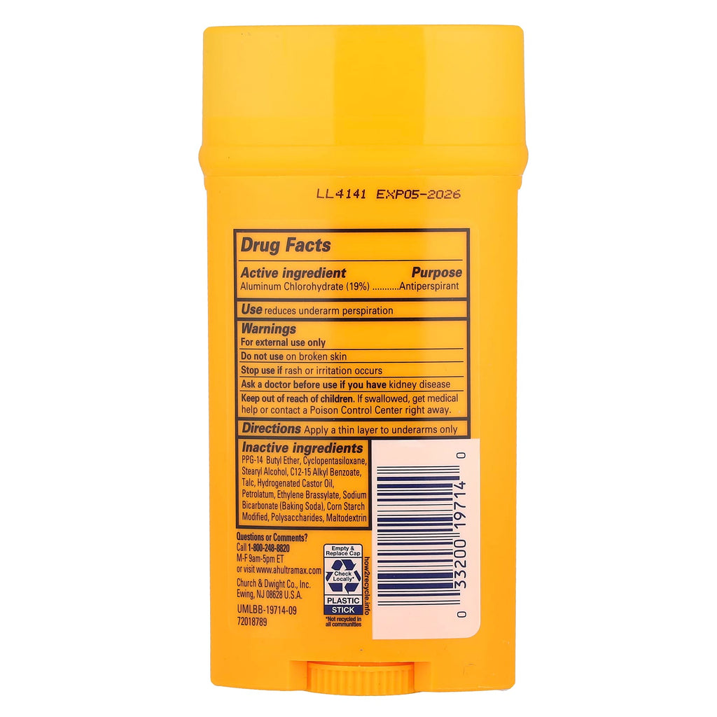 Arm & Hammer, Ultra Max™, Antiperspirant Deodorant Solid, Unscented, 2.6 oz (73 g)