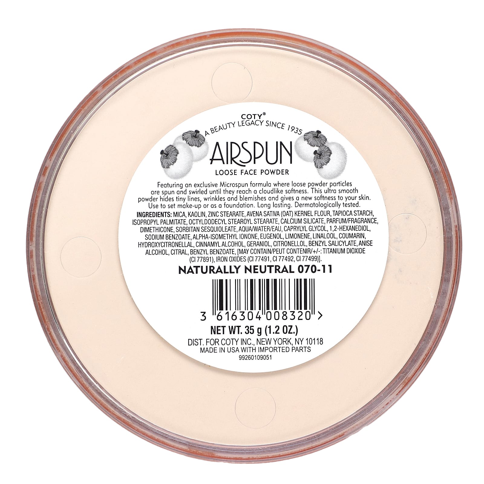 Airspun, Loose Face Powder, Naturally Neutral 070-11, 1.2 oz (35 g)