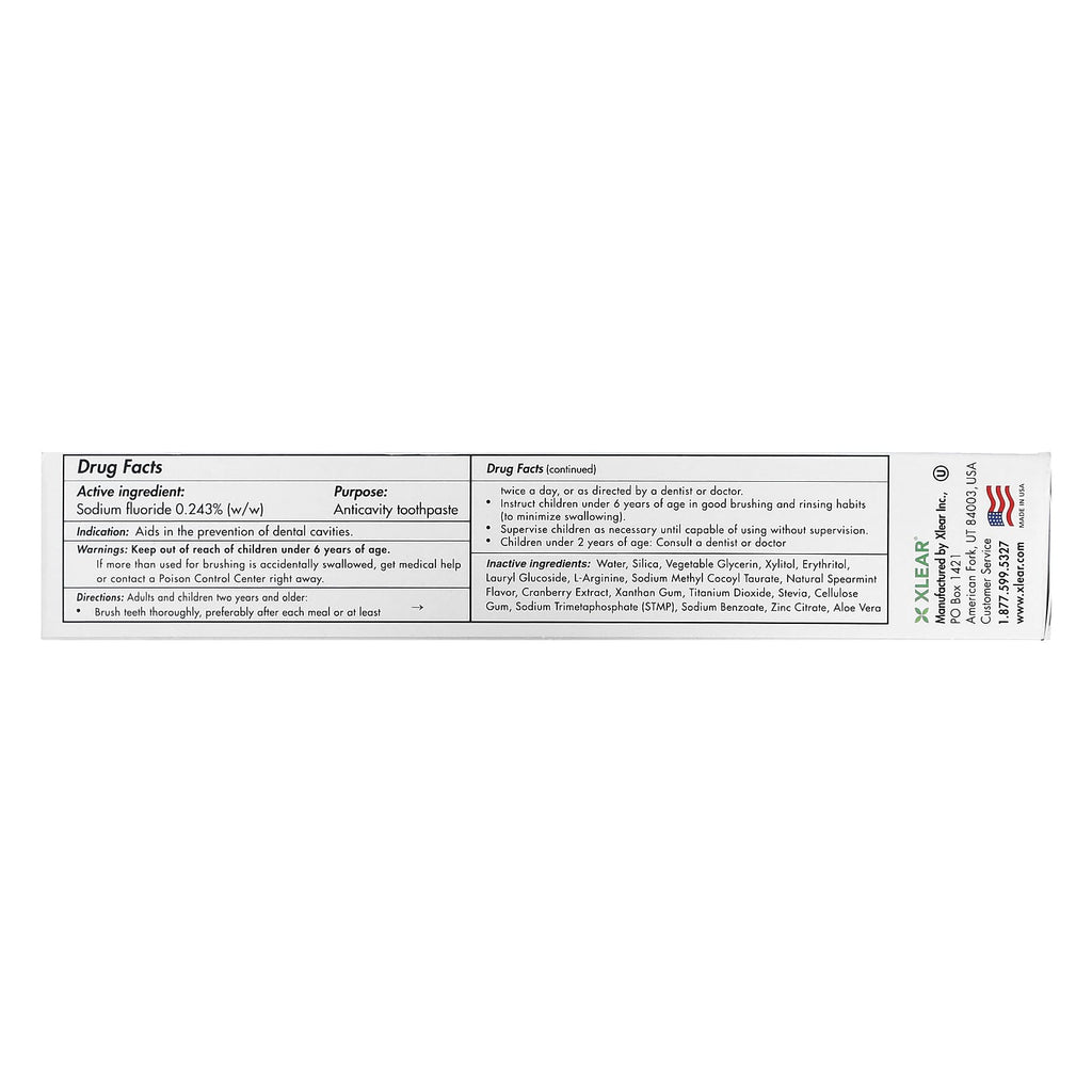 Xlear, Spry Toothpaste, Anti-Cavity with Fluoride, Spearmint, 5 oz (141 g)