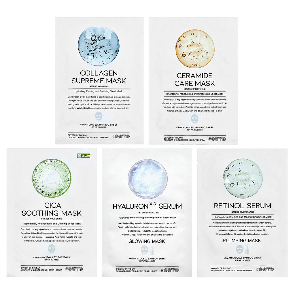 OOTD, Hydrating Serum Sheet Beauty Masks, 5 Sheets, 0.88 oz (25 g) Each