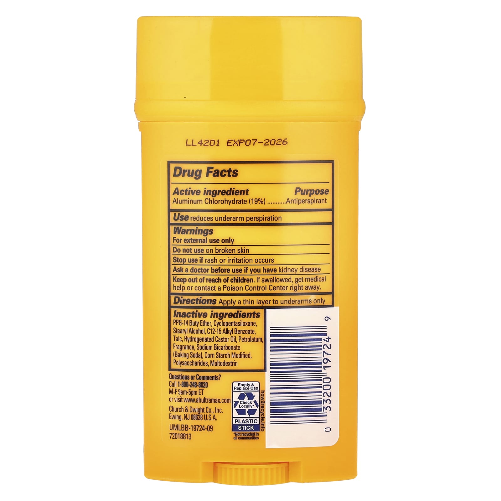 Arm & Hammer, UltraMax™, Solid Antiperspirant Deodorant, Fresh, 2.6 oz (73 g)