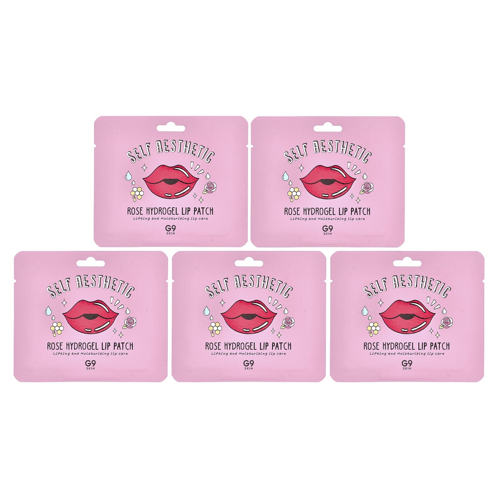 G9skin, Self Aesthetic, Rose Hydrogel Lip Patch, 5 Patches, 0.1 oz (3 g) Each