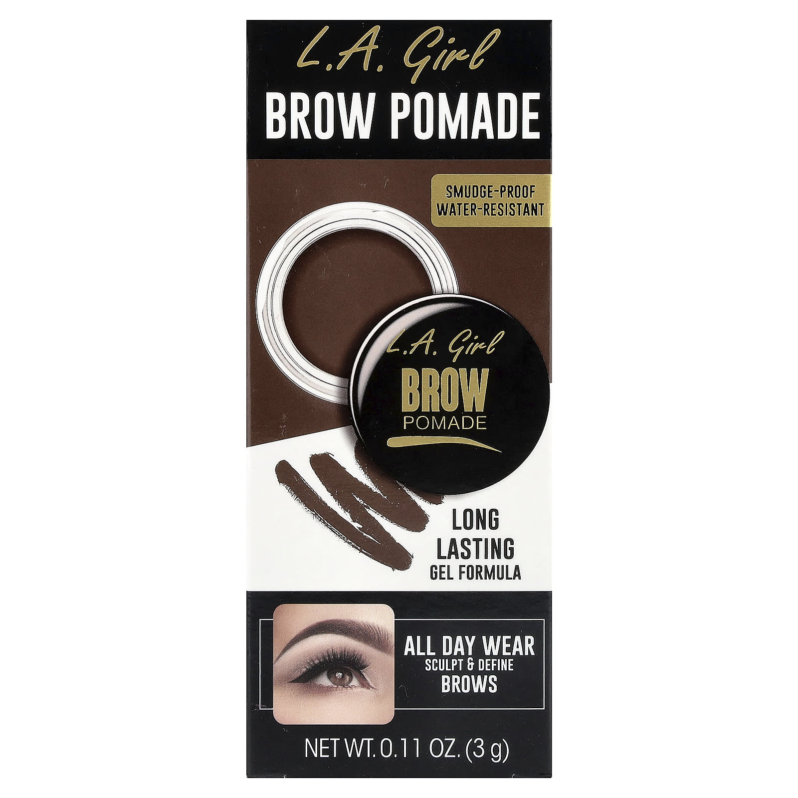 L.A. Girl, Brow Pomade, GBP365 Dark Brown, 0.11 oz (3 g)