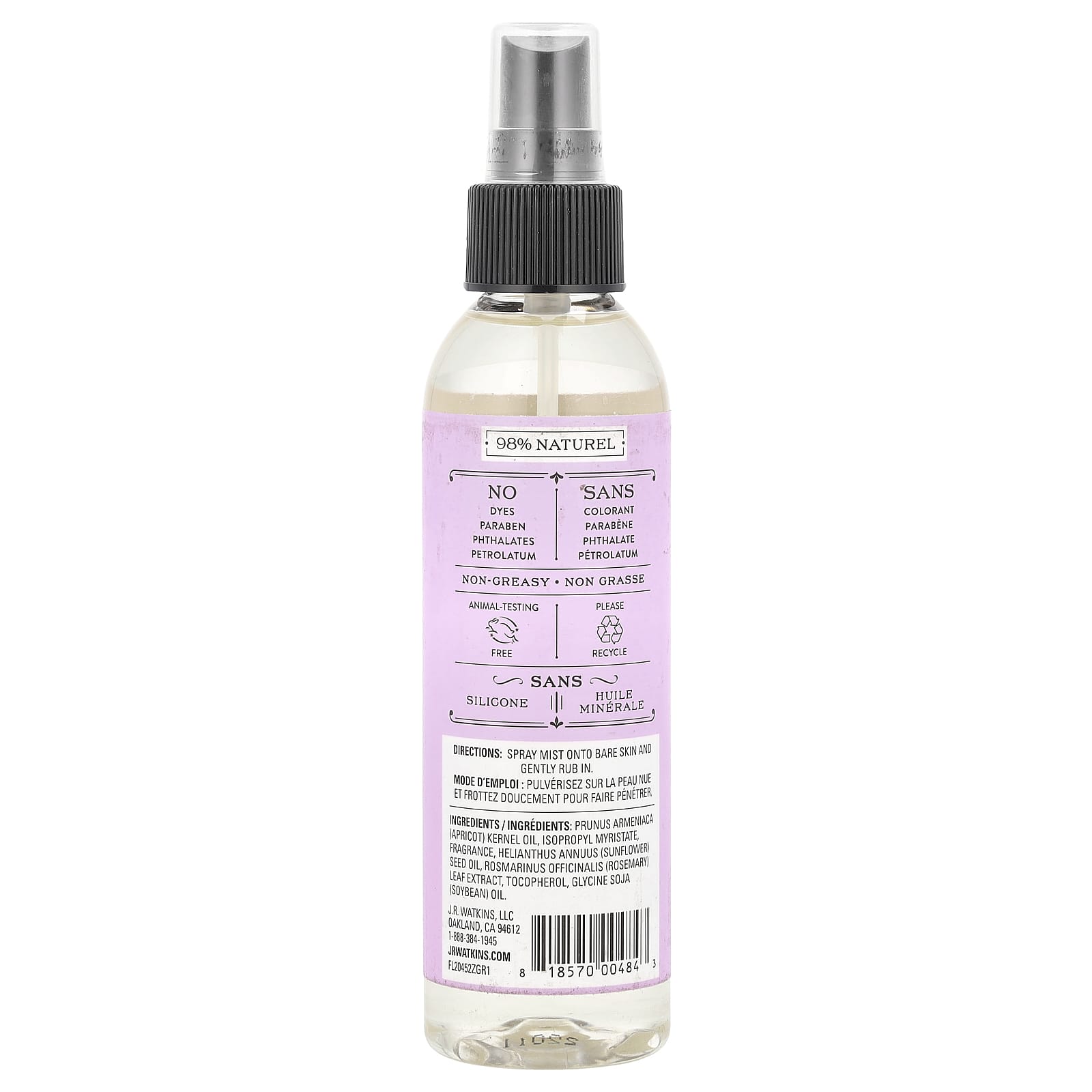 J R Watkins, Body Oil Mist, Lavender, 6 fl oz (177 ml)