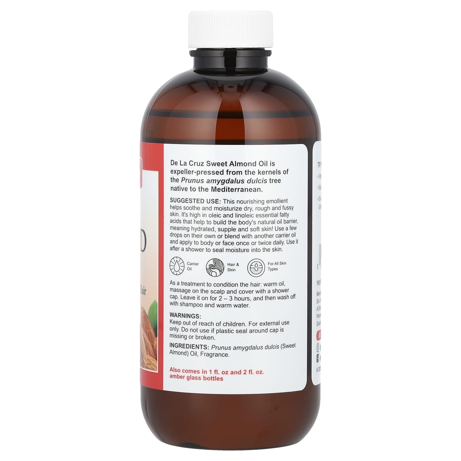 De La Cruz, Sweet Almond Oil, 8 fl oz (236 ml)