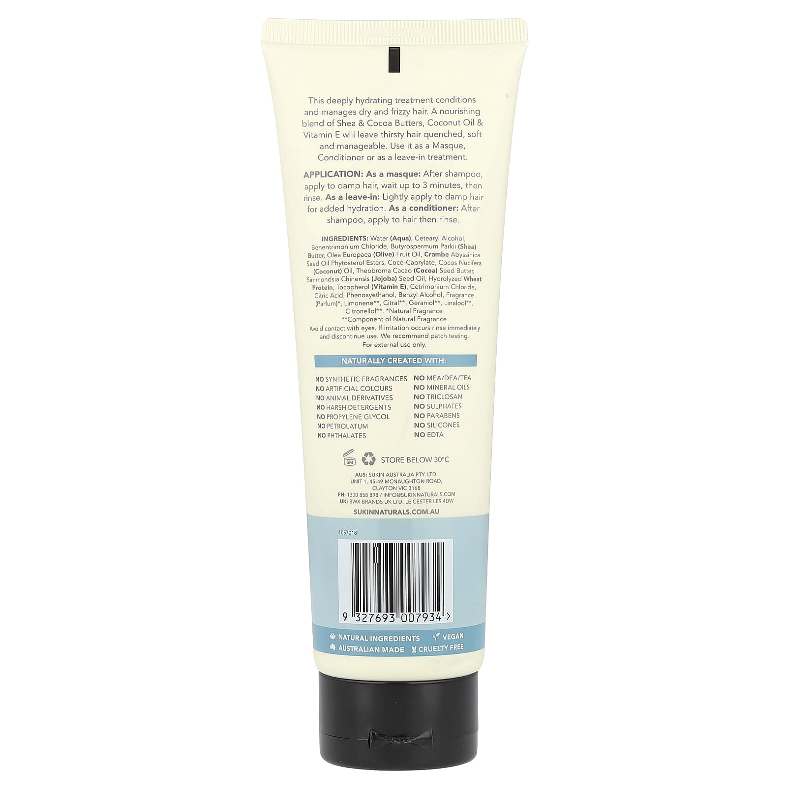 Sukin, Haircare, Hydrating Replenishing Hair Masque, Dry Hair Types, 6.76 fl oz (200 ml)