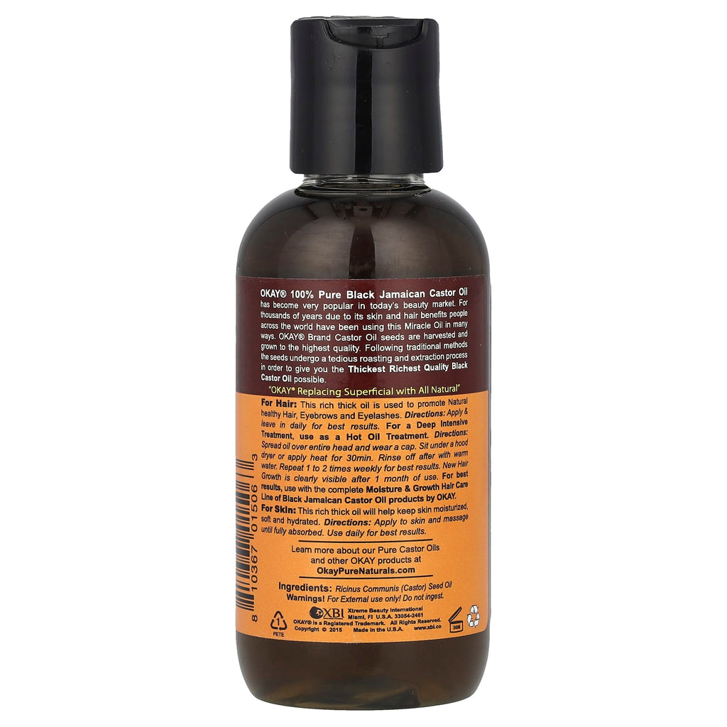 Okay Pure Naturals, 100% Pure Black Jamaican Castor Oil®, 4 oz (118 ml)