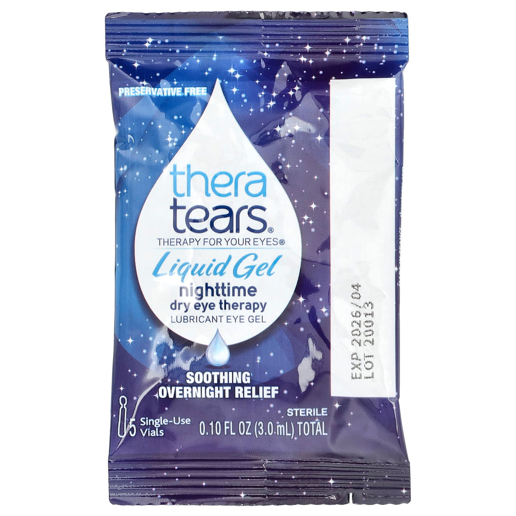 TheraTears, Nighttime Dry Eye Therapy, Lubricant Eye Gel, 30 Single-Use Vials