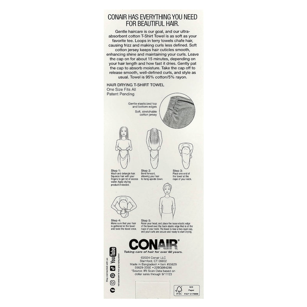 Conair, Twist & Wrap T-Shirt Towel , 1 Towel