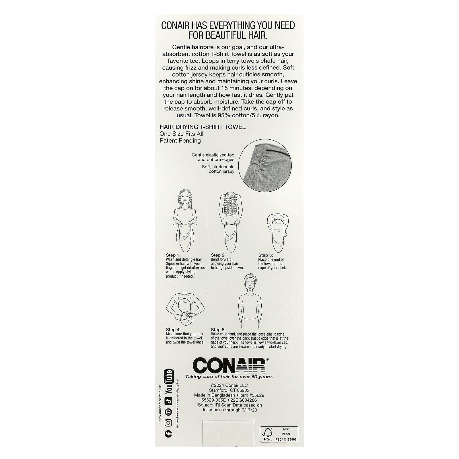 Conair, Twist & Wrap T-Shirt Towel , 1 Towel