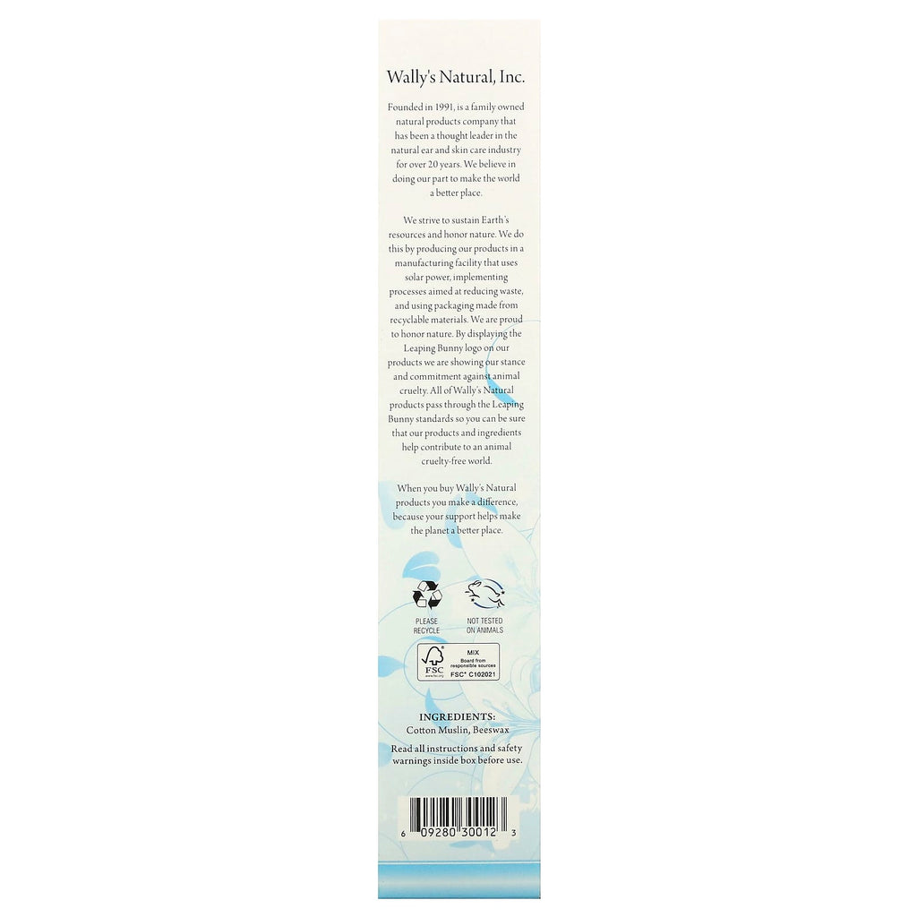 Wally's Natural, Beeswax Ear Candles, Luxury Collection, Unscented, 12 Candles