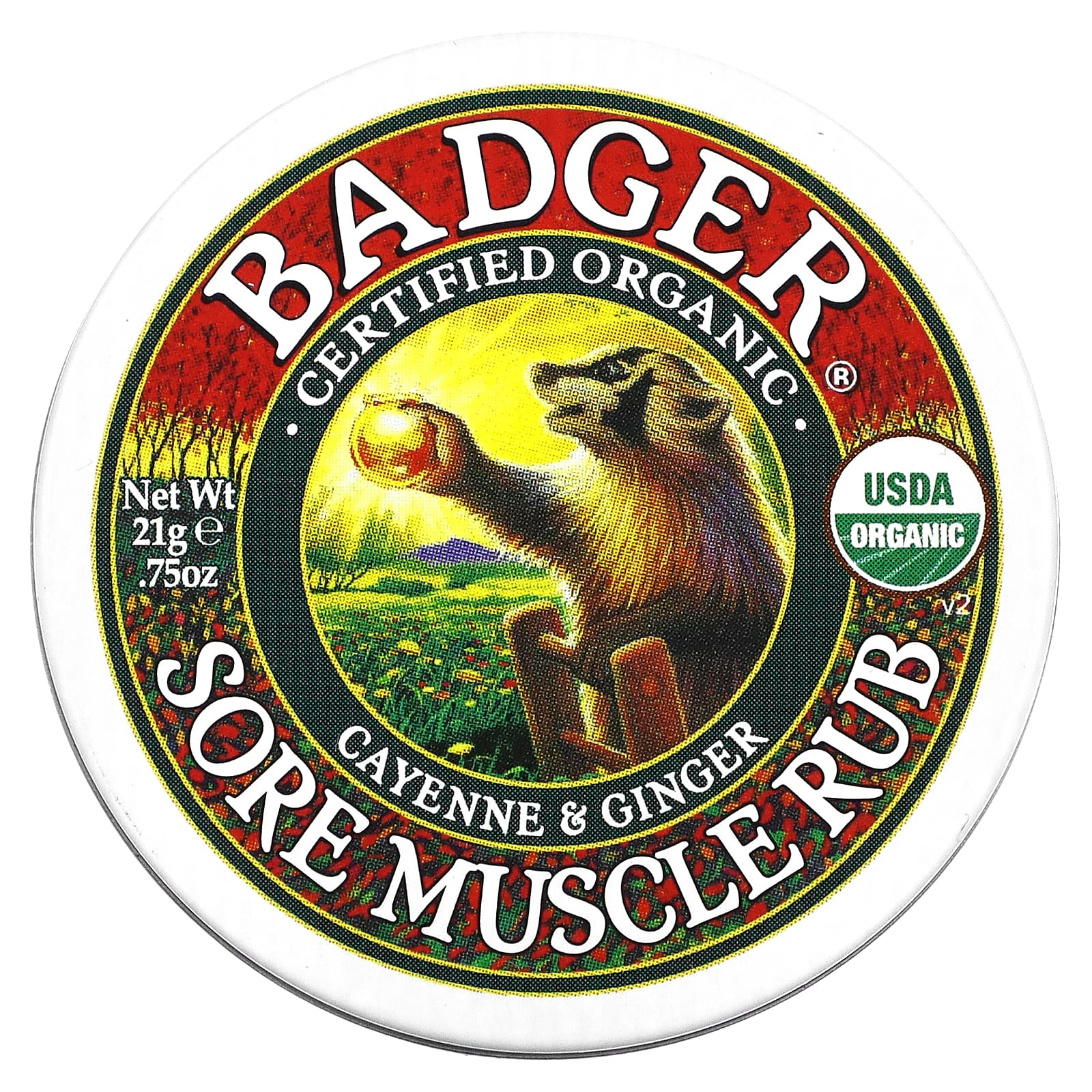 Badger, Organic Sore Muscle Rub, Cayenne & Ginger, 0.75 oz (21 g)