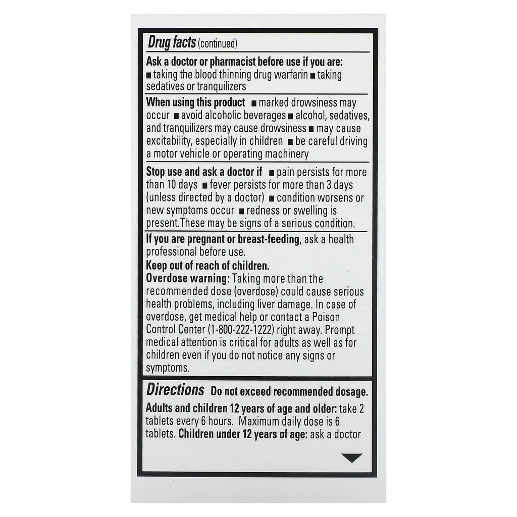 Percogesic, Acetaminophen/Diphenhydramine HCl, 60 Easy To Swallow Coated Tablets
