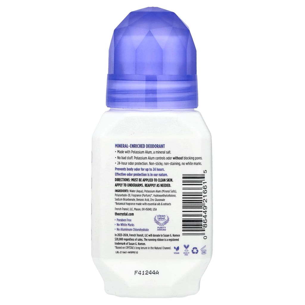 CRYSTAL, Mineral-Enriched Deodorant Roll-On, Lavender & White Tea, 2.25 fl oz (66 ml)