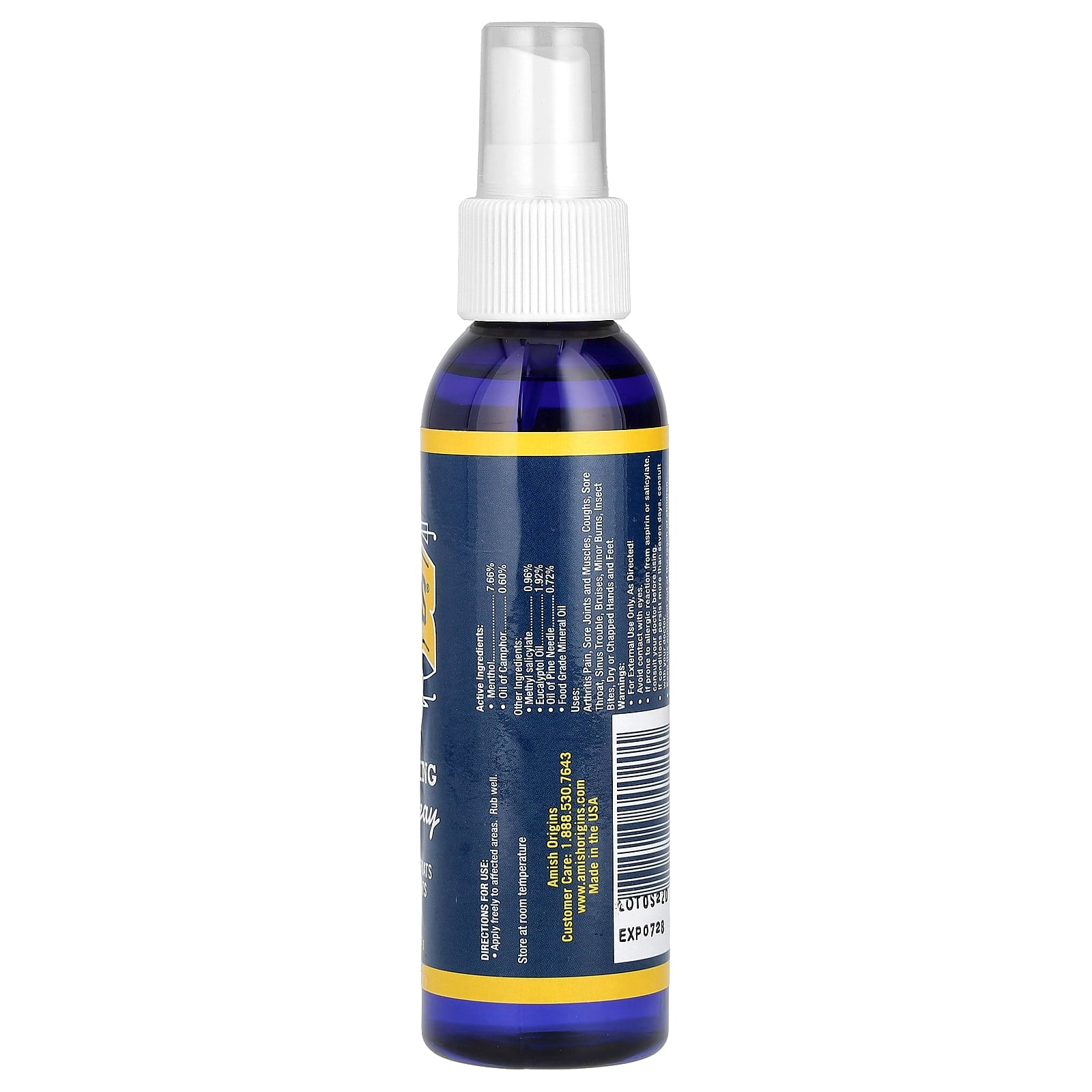 Amish Origins, Deep Penetrating Pain Relief Spray, 3.5 fl oz (99.22 g)