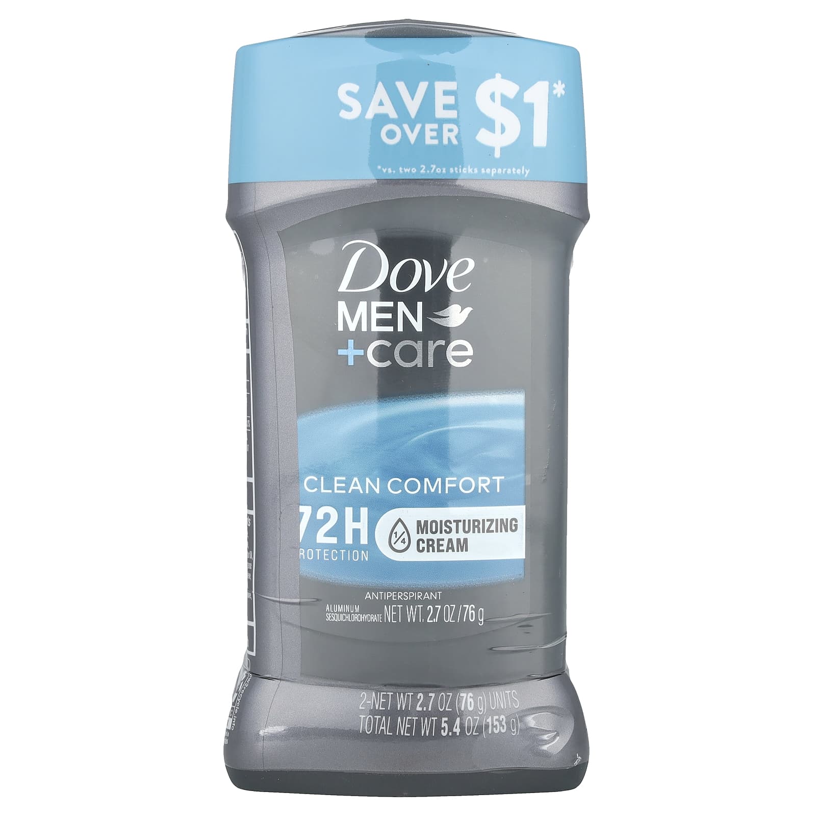 Dove, Men+Care, Antiperspirant Deodorant, Clean Comfort , 2 Pack, 2.7 oz (76 g) Each