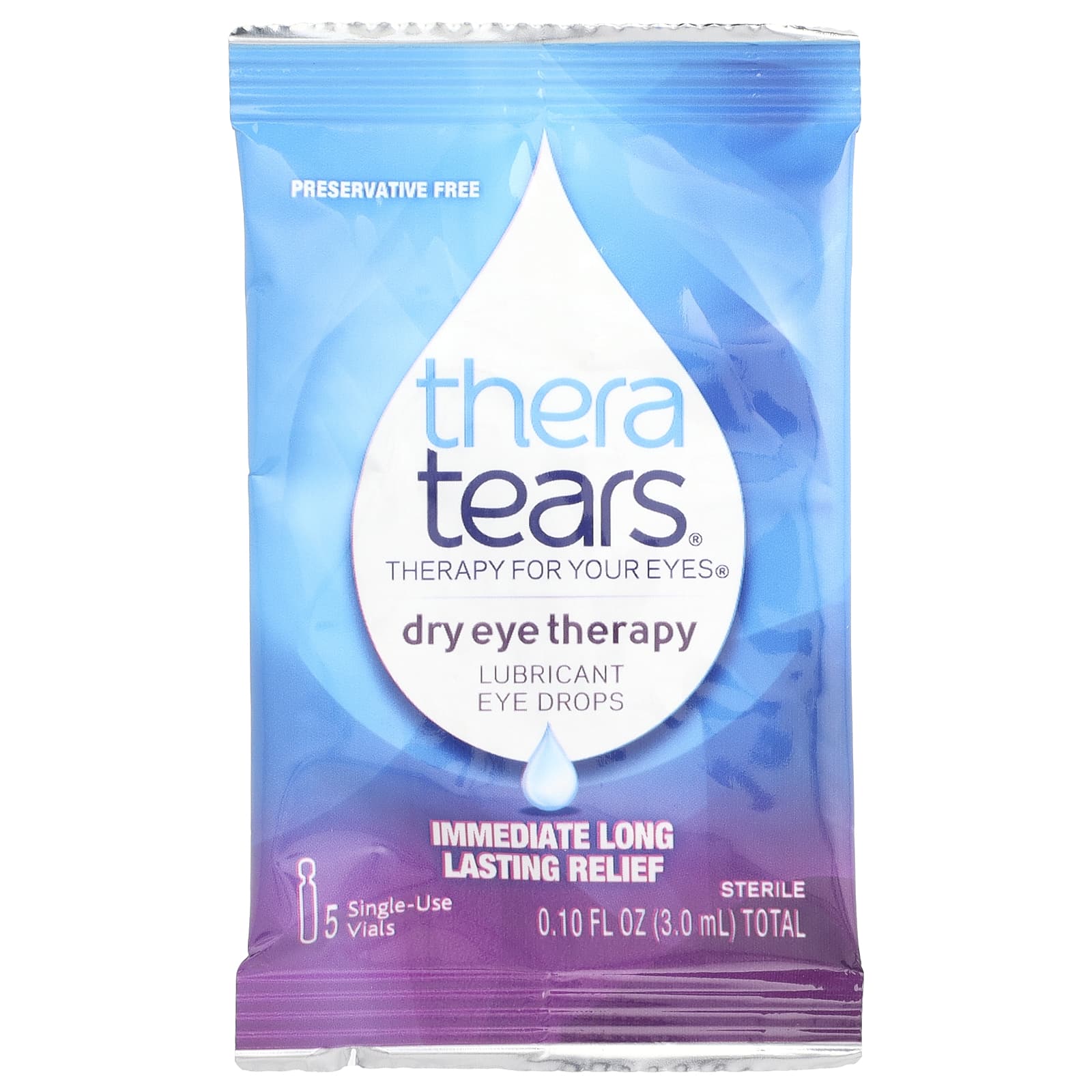 TheraTears, Dry Eye Therapy, Lubricant Eye Drops, 30 Sterile Single-Use Vials