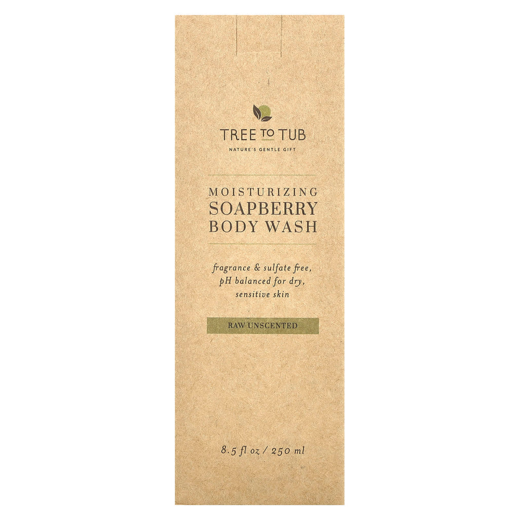 Tree To Tub, Moisturizing Soapberry Body Wash, Raw Unscented , 8.5 fl oz (250 ml)