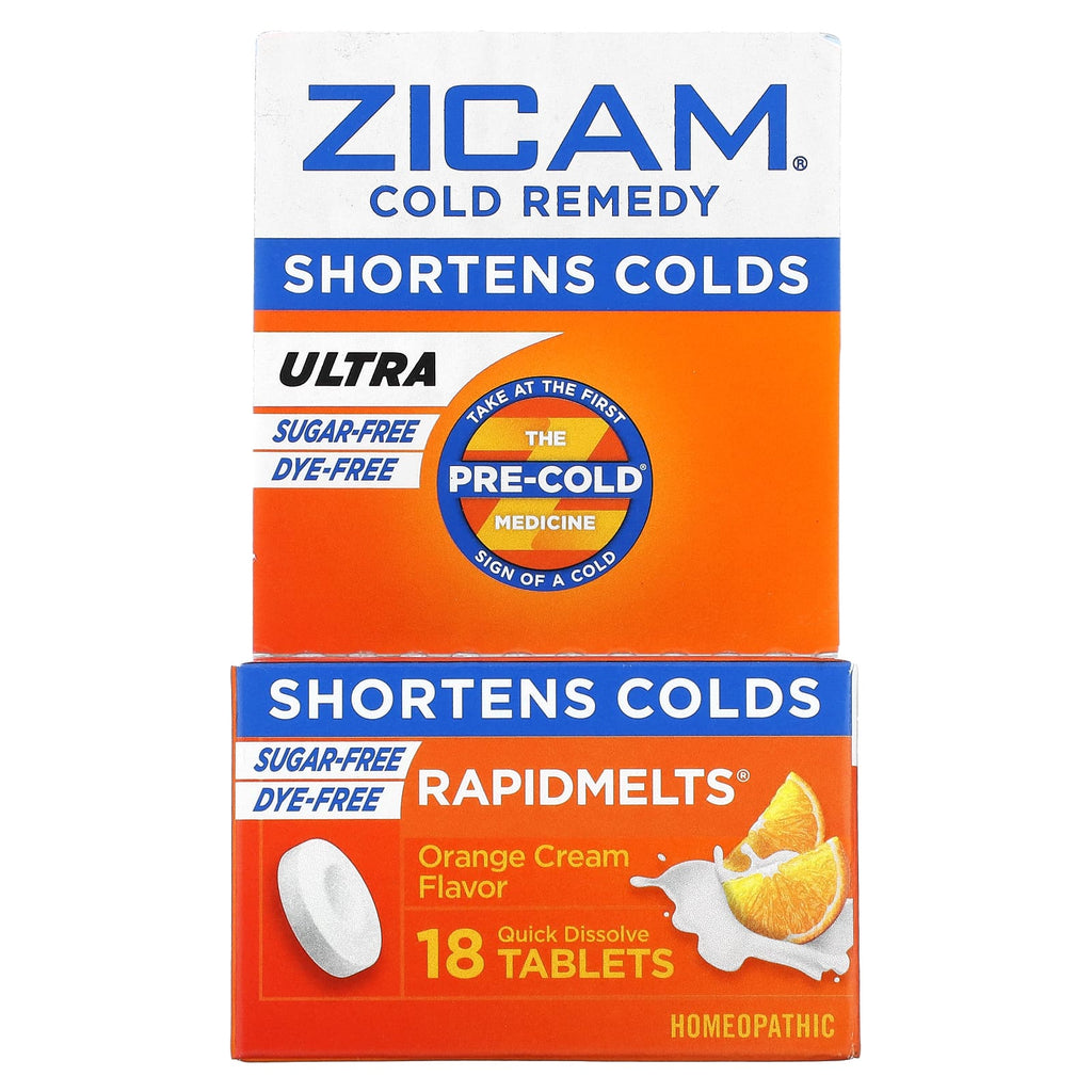 Zicam, Ultra Cold Remedy, RapidMelts, Orange Cream, 18 Quick Dissolve Tablets
