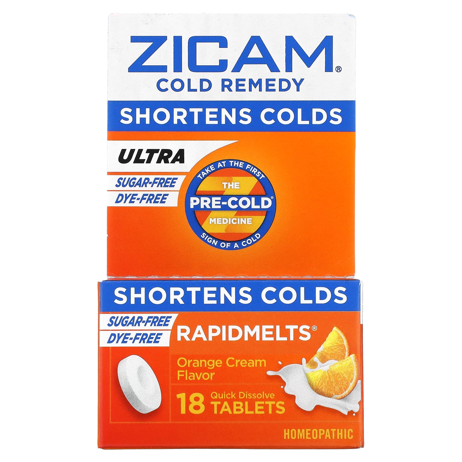 Zicam, Ultra Cold Remedy, RapidMelts, Orange Cream, 18 Quick Dissolve Tablets