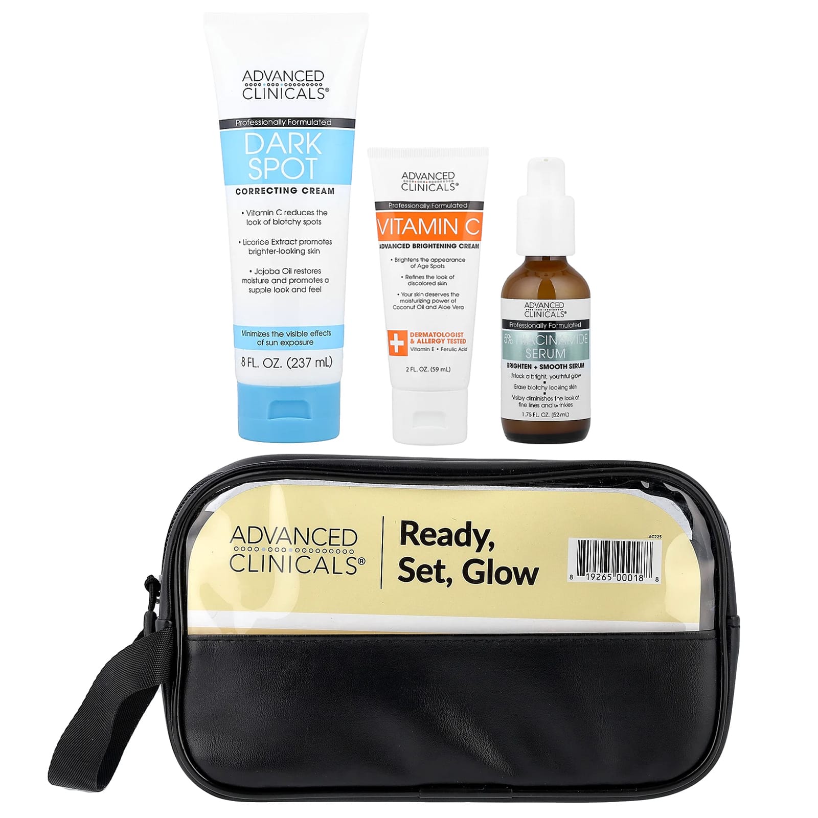 Advanced Clinicals, iHerb® Exclusive, Ready, Set, Glow Travel Bag, 4 Piece Set