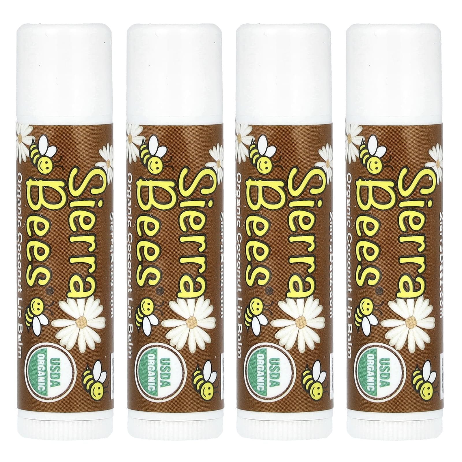 Sierra Bees, Organic Lip Balms, Coconut, 4 Pack, 0.15 oz (4.25 g) Each