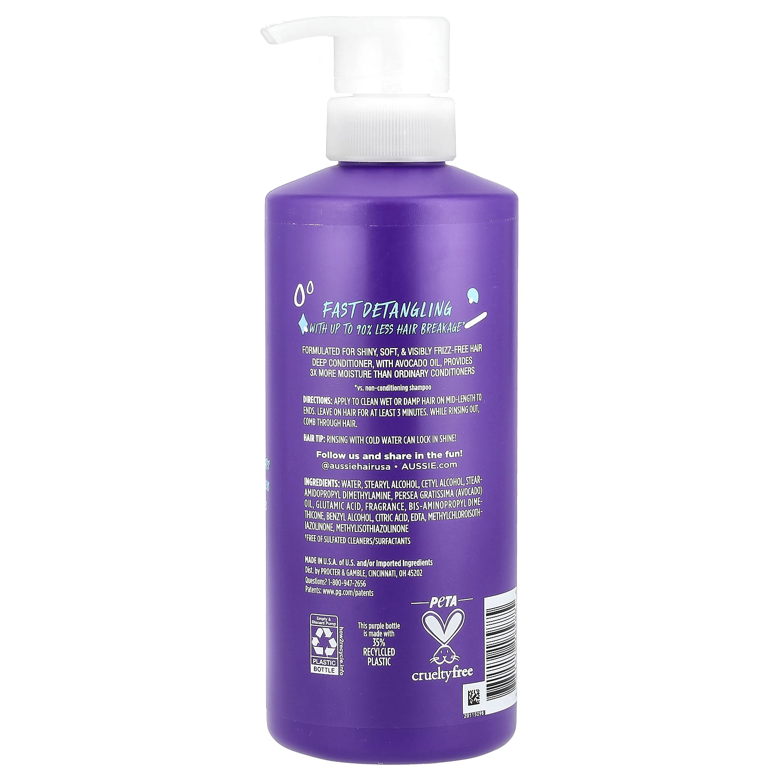Aussie, 3 Minute Miracle Moist, Detangling Deep Conditioner with Avocado Oil, 16 fl oz (475 ml)