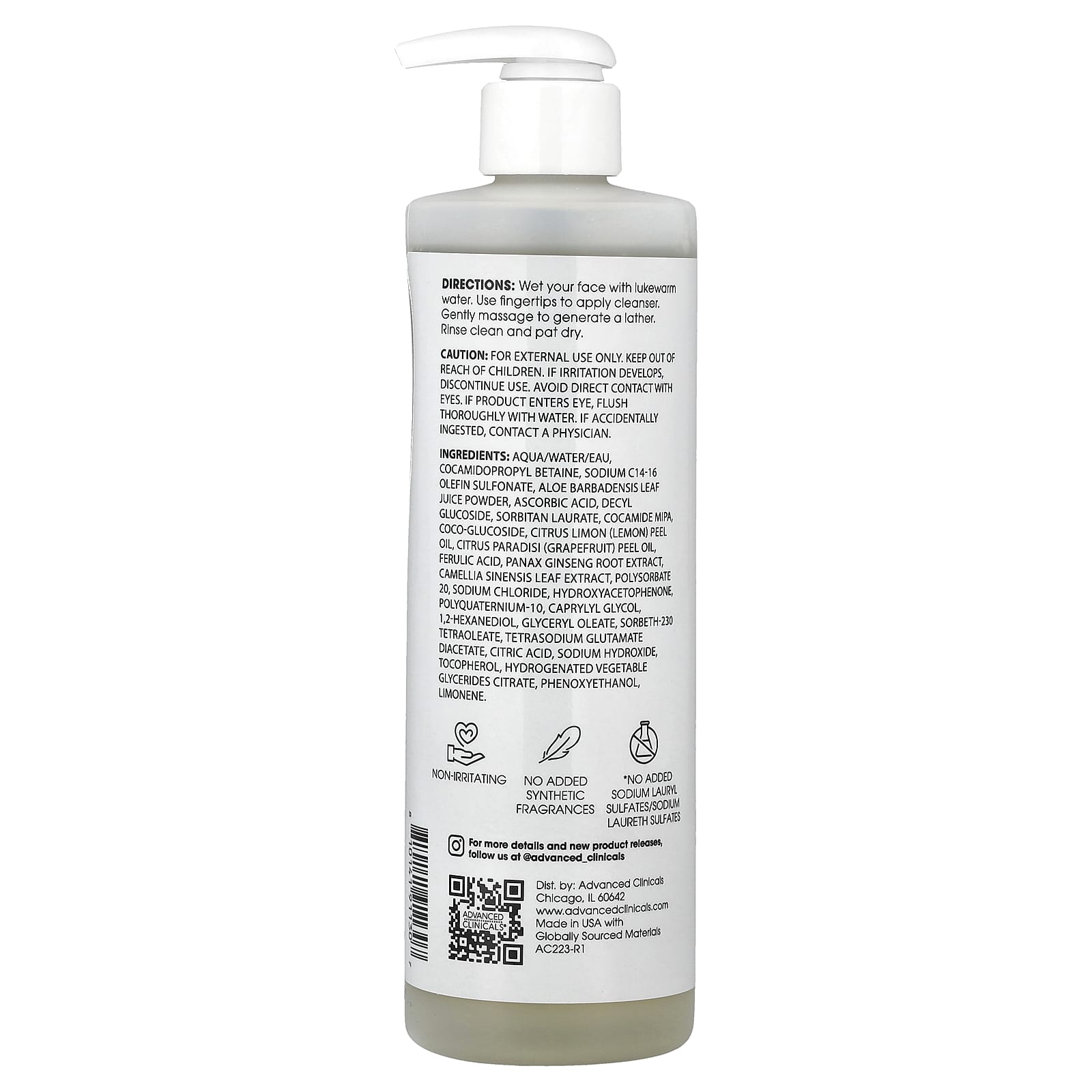 Advanced Clinicals, Vitamin C + Ferulic Acid Cleanser, 11.75 fl oz (347 ml)