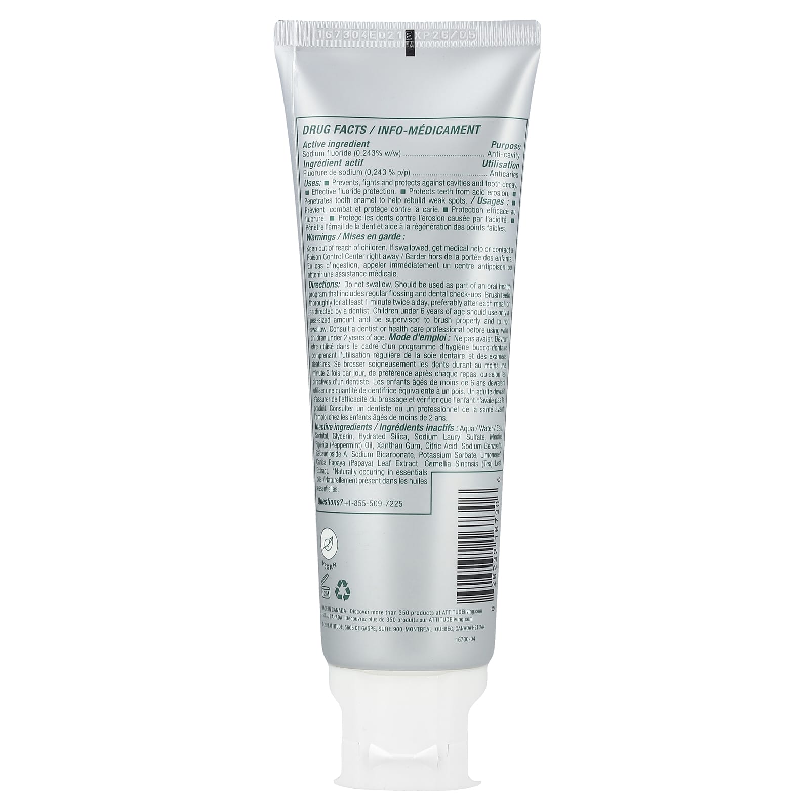ATTITUDE, Super Leaves™, Fresh Breath Toothpaste, Peppermint, 4.2 oz (120 g)