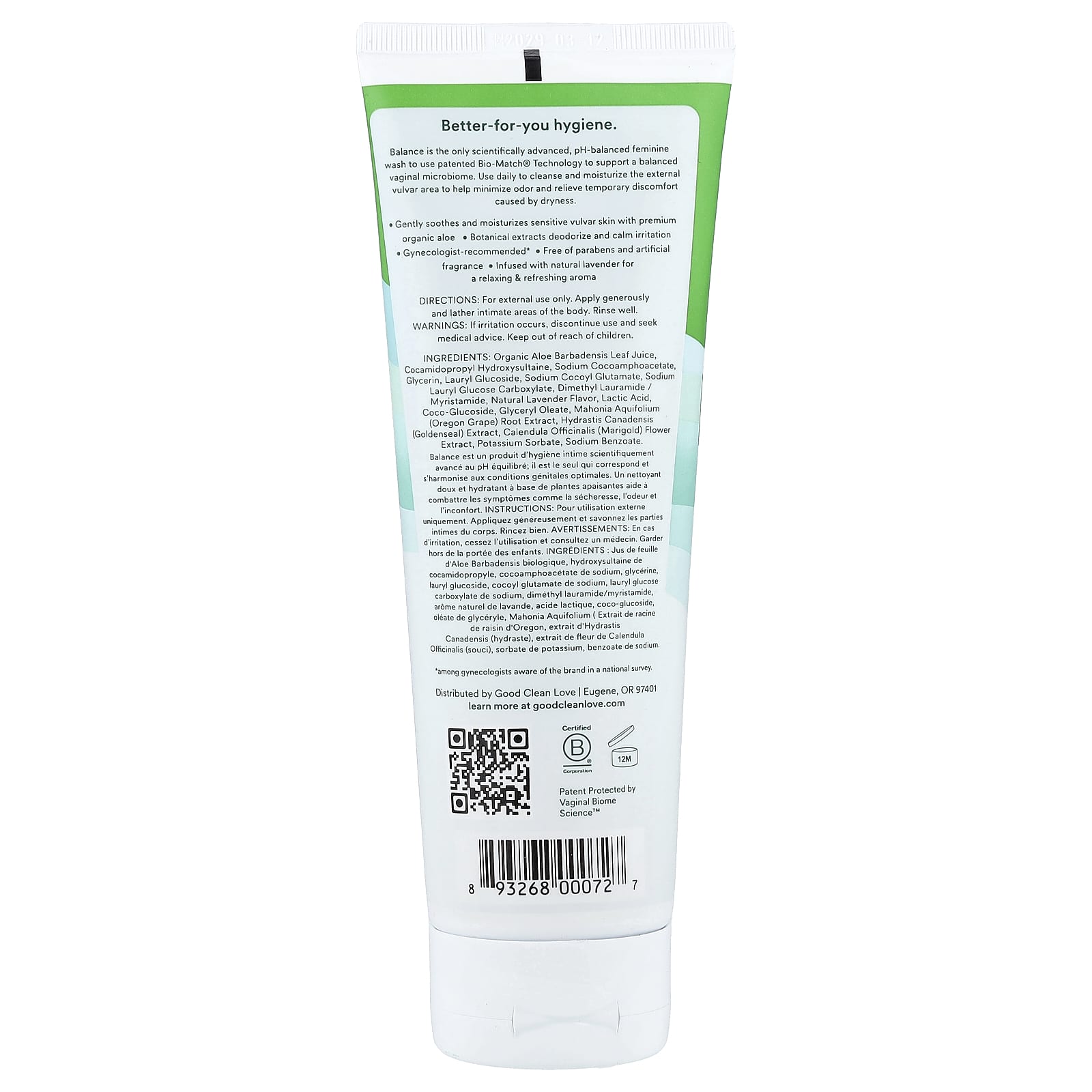 Good Clean Love, Balance Daily Intimate Wash, Lavender, 8 fl oz (236 ml)