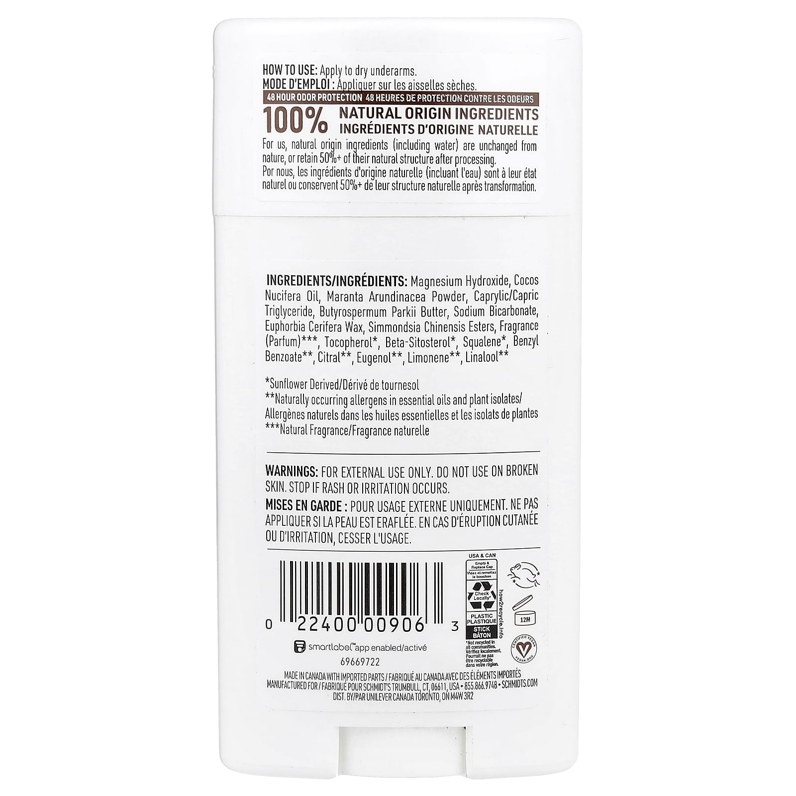 Schmidt's, Deodorant, Clean Coconut, 2.65 oz (75 g)